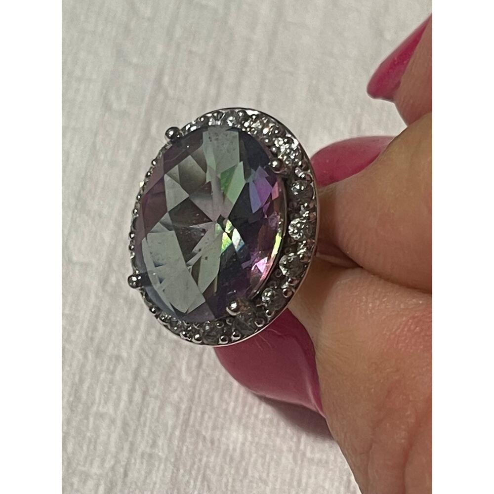 Vintage‎ Blue Topaz Silver Ring Center Blue Topaz Gemstone size 9.5 - Picture 4 of 9